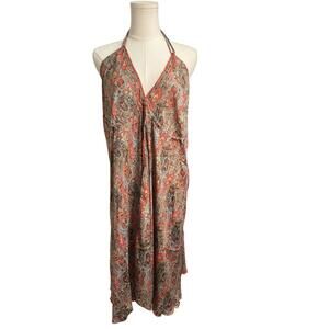 Rhea NWT S/M Paisley Halter Mini Dress Open Back Tassel Boho